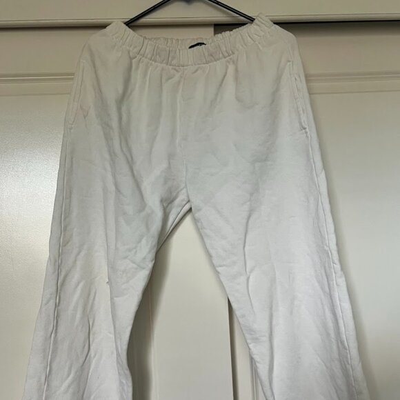 BRANDY MELVILLE White Elastic Waist Wide Leg Sweat Lounge Pants One Size - Picture 1 of 12